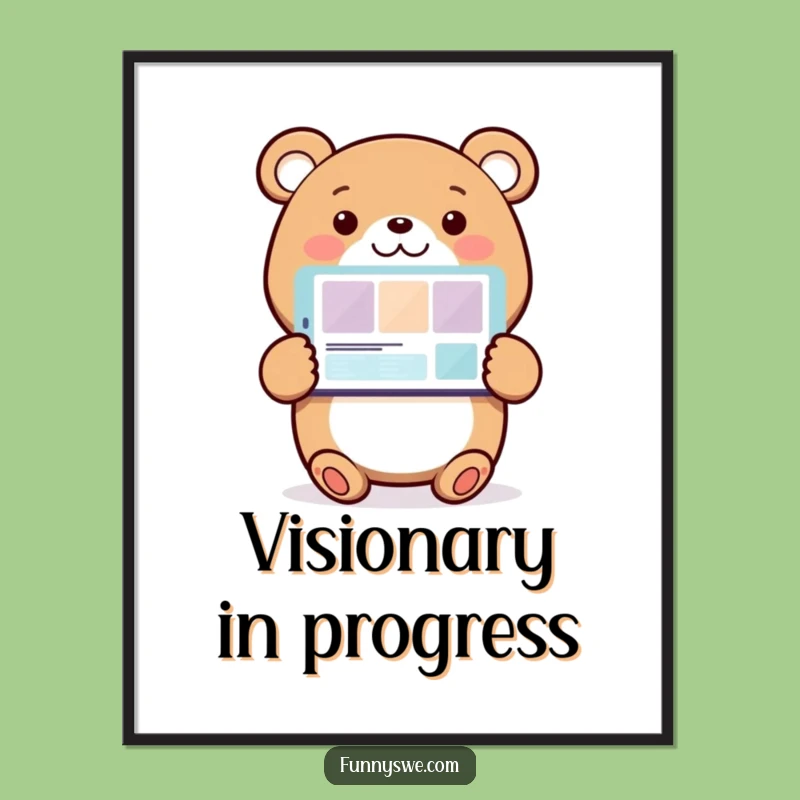 Funny Bear Web Designer Poster: Hilarious Wall Art for Tech Enthusiasts