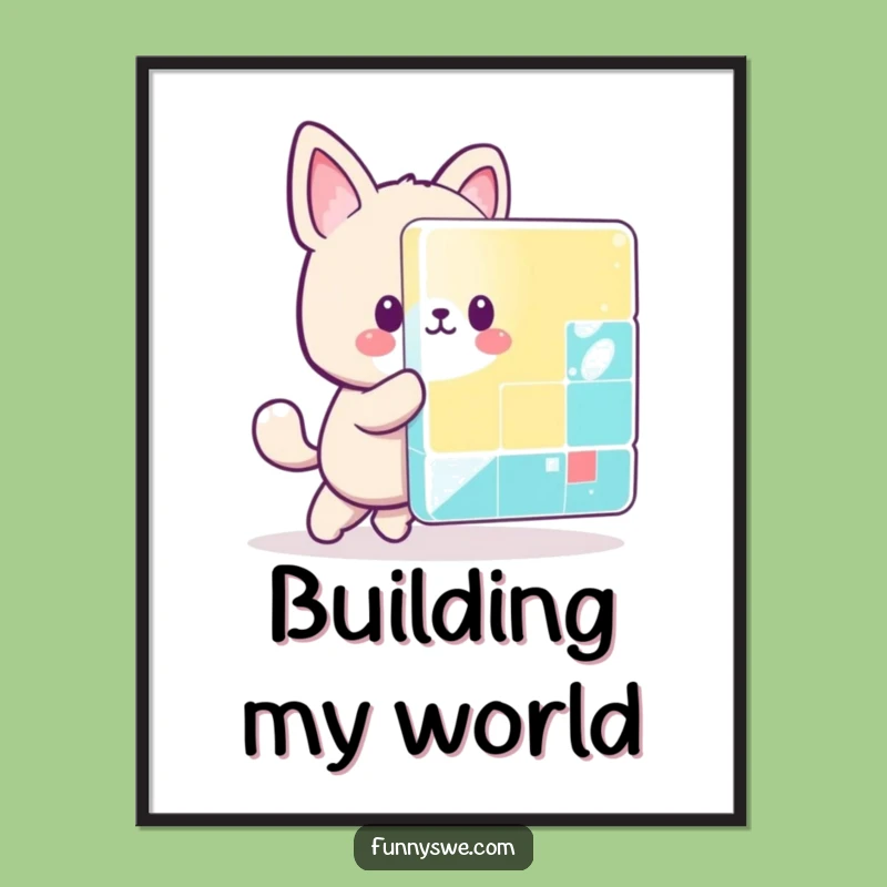 Funny Kawaii Pixel Pusher Poster - Retro Gaming Wall Art, Perfect Gift!