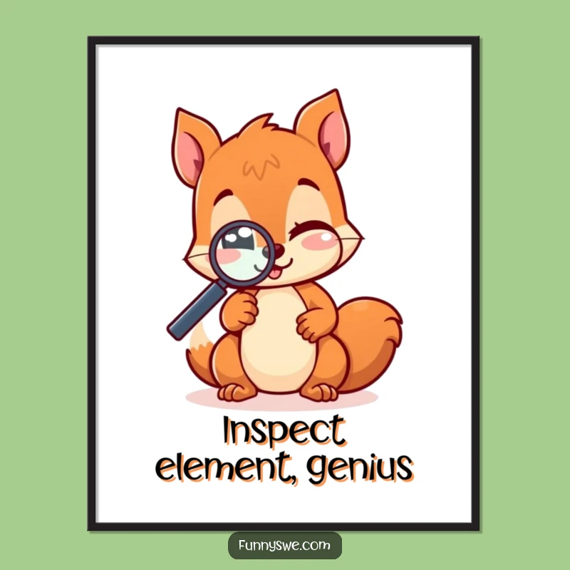 Funny Kawaii Squirrel Website Testing Poster - Quirky Tech Decor Art