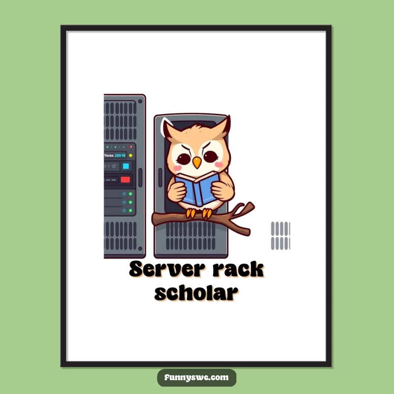 Funny Owl Server Poster: Kawaii Owl Tech Humor, Quirky Wall Art for Geeks