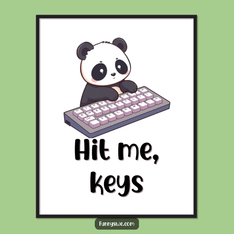 Funny Panda Typist Poster: Giant Keyboard Art Decor - Hilarious Tech Gift!