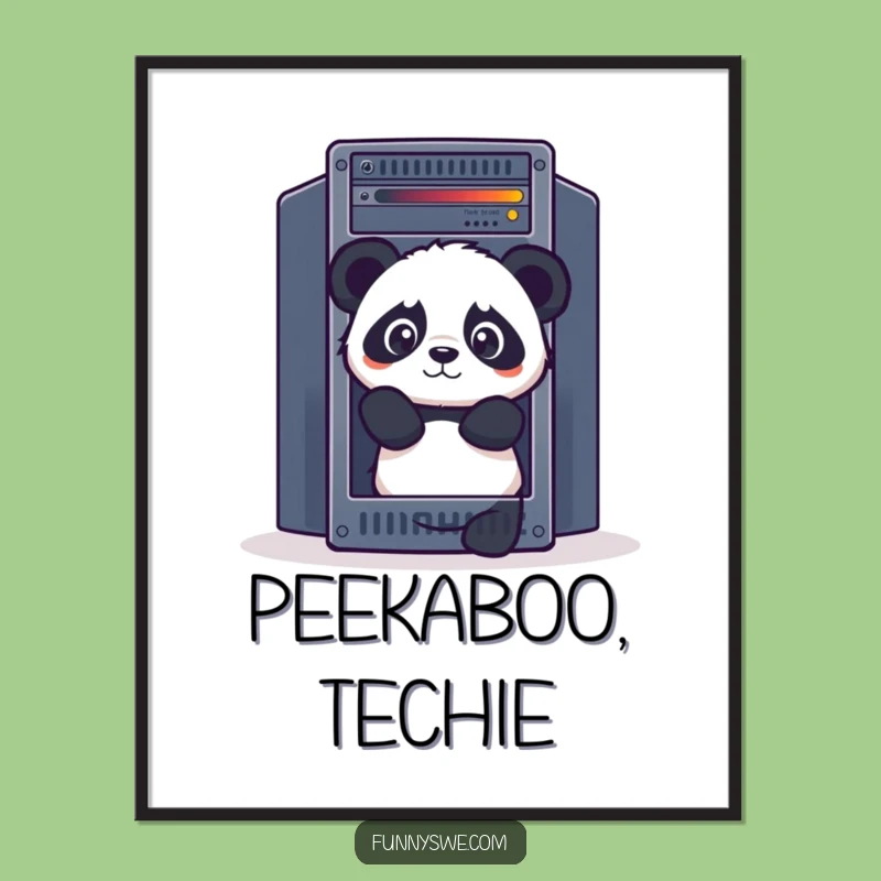 Funny Panda Poster - Quirky Server Rack Art for Your Tech Space