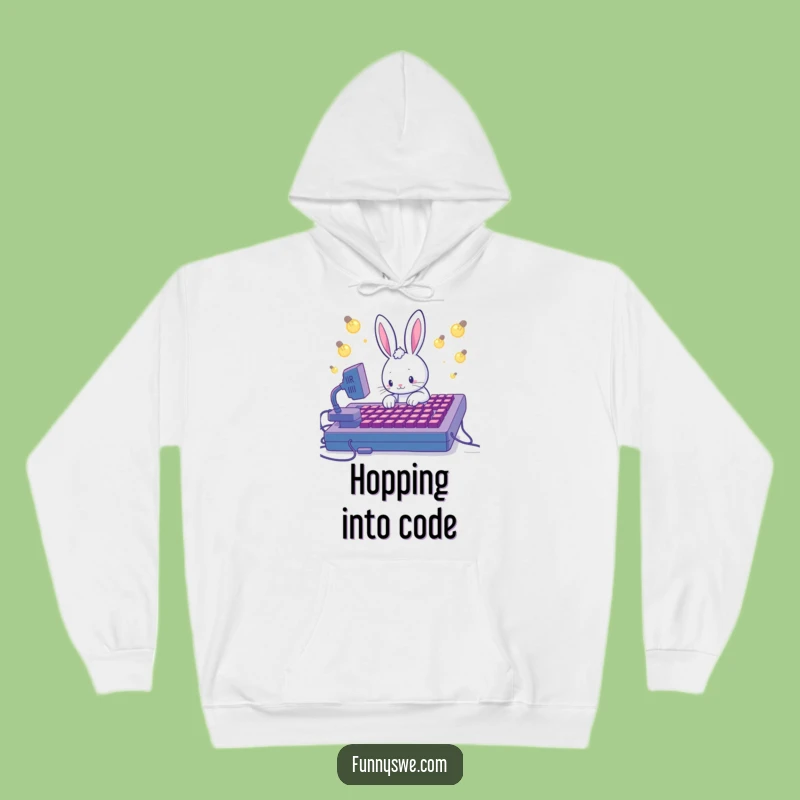 Cozy Kawaii Rabbit Coder Hoodie - Warm Up with Funny Brainstorms!