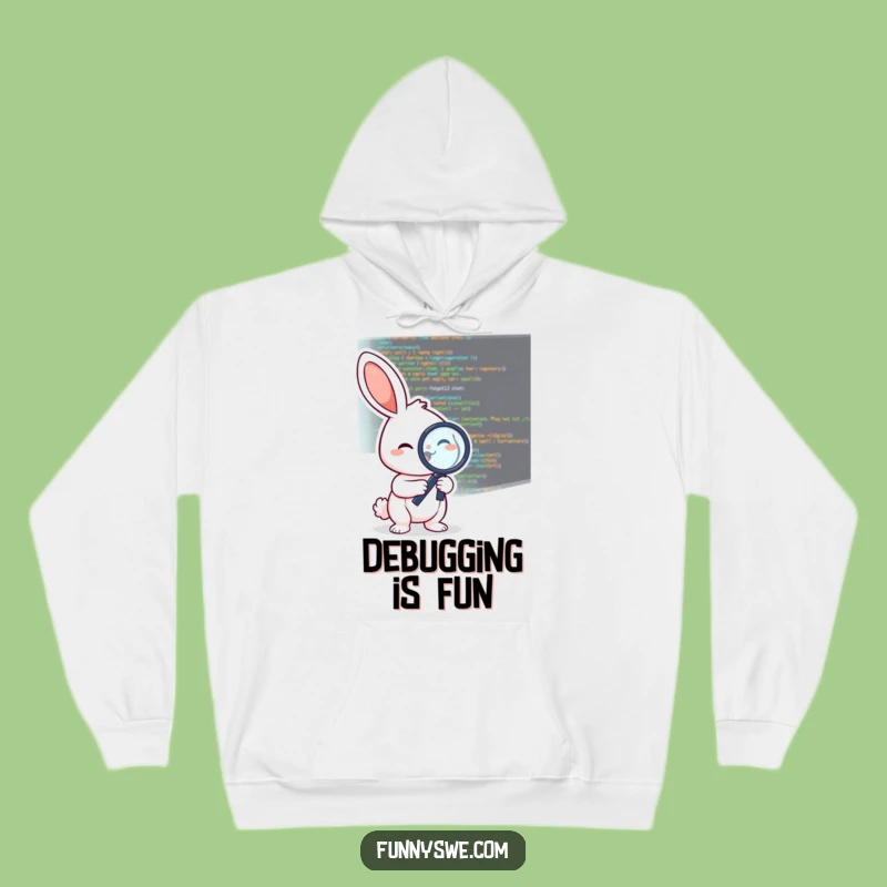 Funny Debugging Rabbit Hoodie: Cozy & Cheerful Coder Apparel