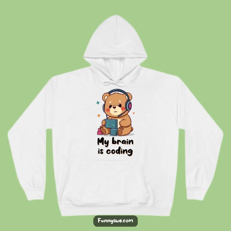 Funny Kawaii Bear Coder Hoodie: Warm & Witty Gift for Developers!