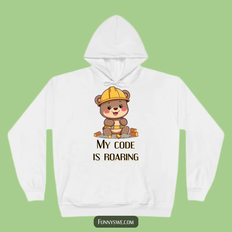 Funny Bear Builder Hoodie: Cozy Hard Hat Character Warm Funny Gift