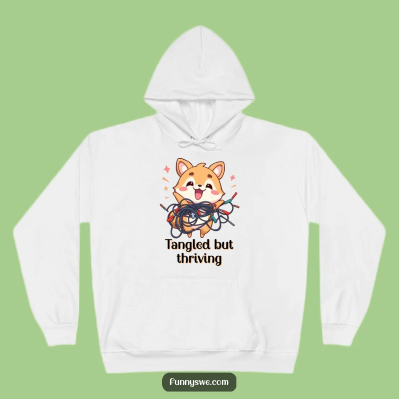 Funny Energetic Animal Wires Hoodie - Cozy Tech Chaos Comfort