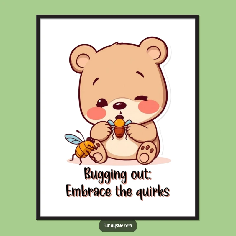 Funny Bear Bug Icon Free Printable Wall Art: Quirky Downloadable Decor