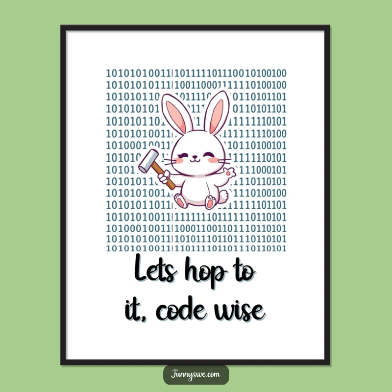 Free Printable Wall Art: Bunny Coder Binary Art Downloadable Home Decor