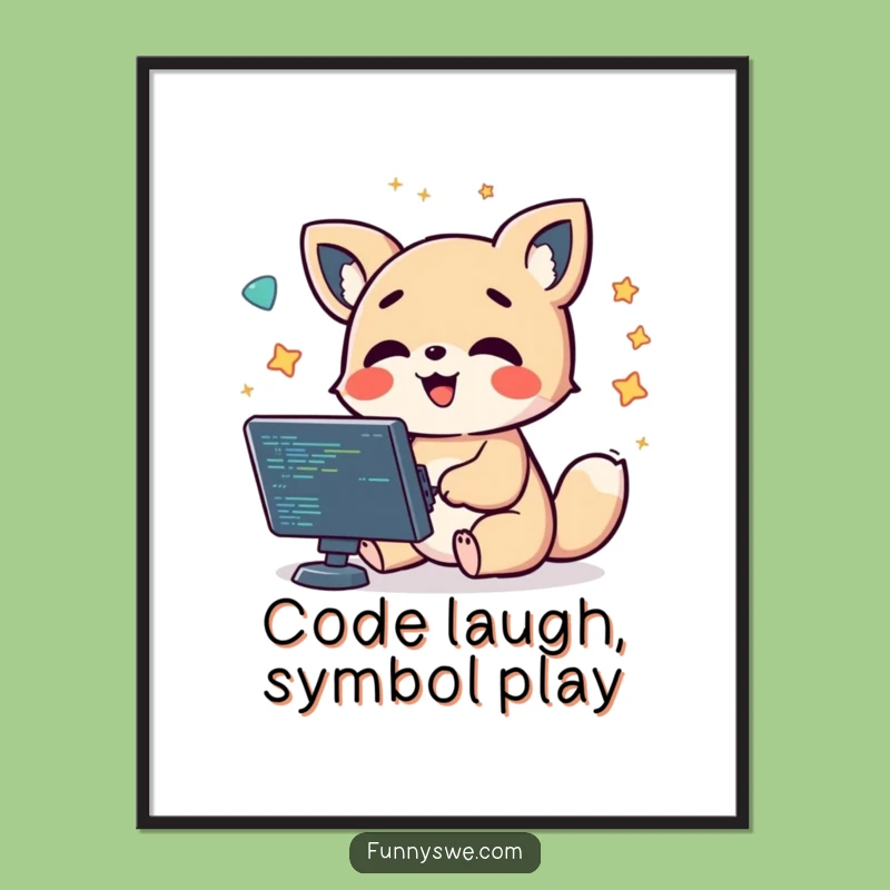 Free Printable Wall Art: Giggling Coder Animal, Downloadable Techie Decor