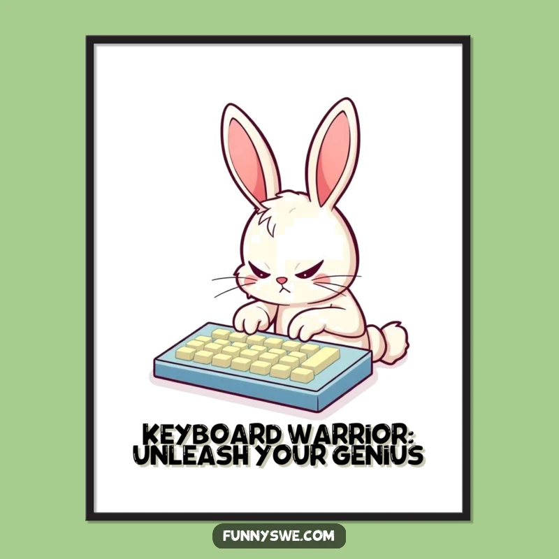 Funny Bunny Coder Free Printable Wall Art: Hilarious Tech Downloadable Art