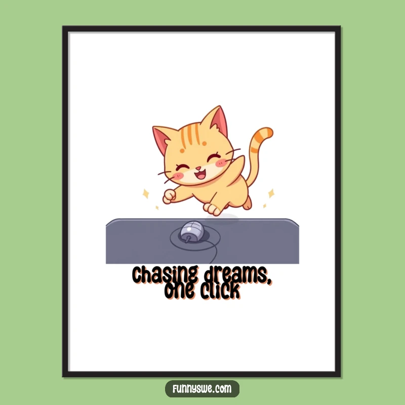 Funny Free Printable Cat Wall Art: Cursor Chase Downloadable Art Print