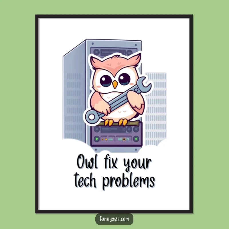 Funny Free Printable Owl Wall Art: Tech Support Hoot Downloadable Art Print