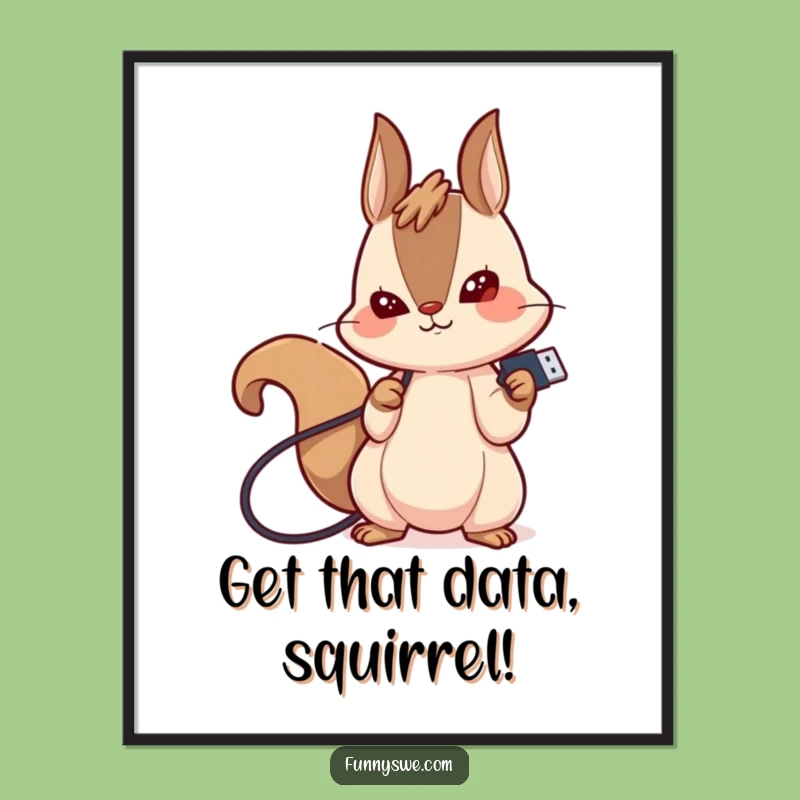 Funny Free Printable Wall Art: Giggling Squirrel Techie - Whimsical Decor!