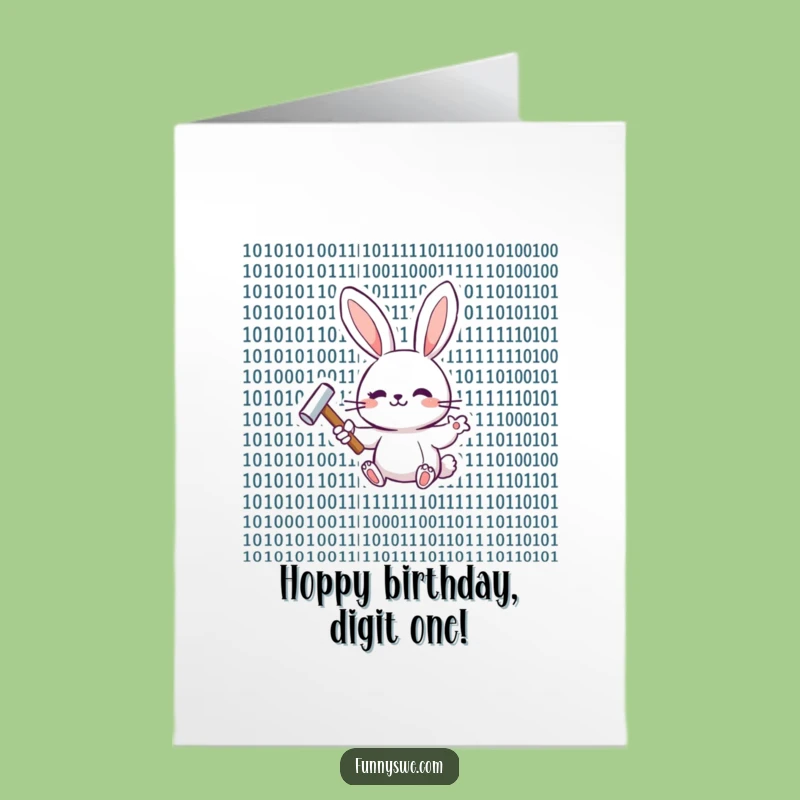 Free Printable Birthday Card: Bunny Coder Funny Downloadable Gift