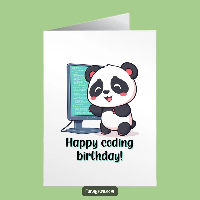Free Printable Birthday Card: Kawaii Panda's Funny Code Greeting!