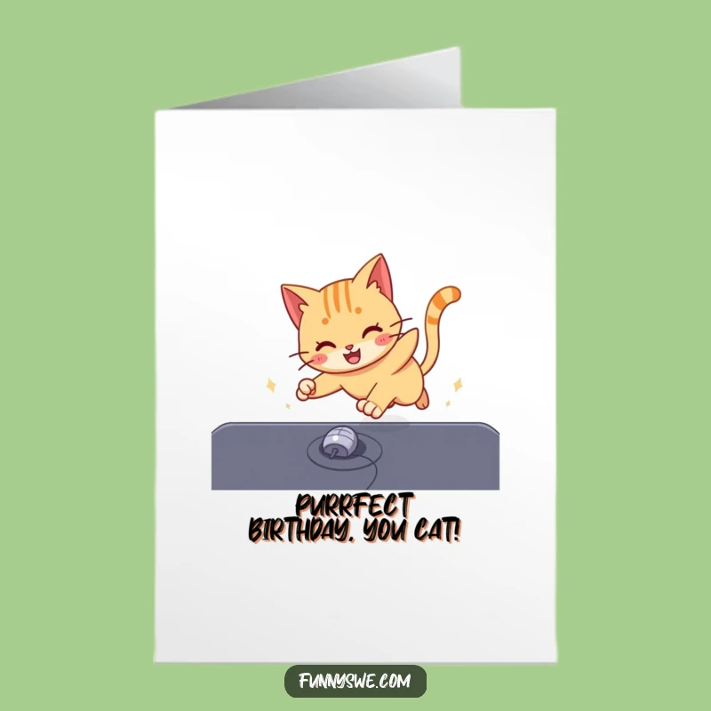 Free Printable Funny Cat Birthday Card: Cursor Chase Downloadable Greeting Card