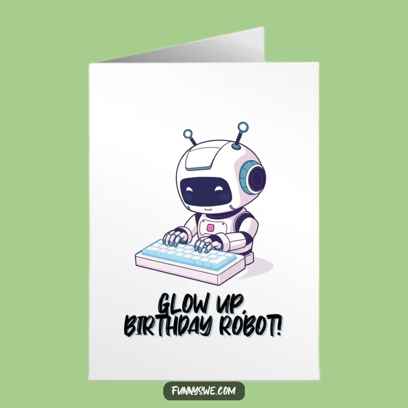 Free Printable Birthday Card: Funny Robot Animal Typing, Essential Downloadable Gift