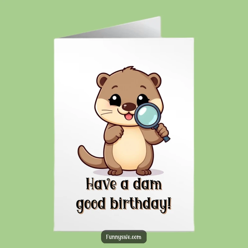 Free Printable Birthday Card: Otter Debugging Code, Funny Coder Greeting, Downloadable Gift