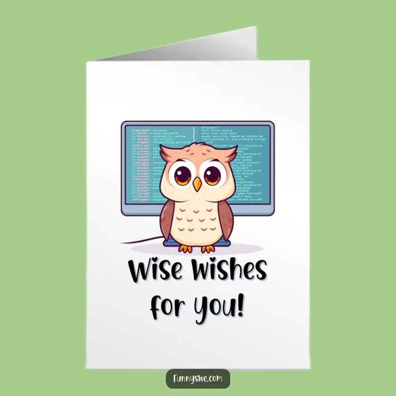 Free Printable Birthday Card: Owl Coder - Funny Geeky Greeting!