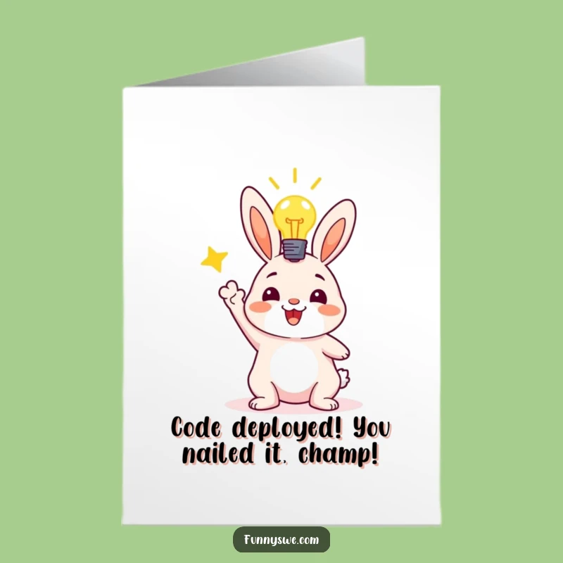 Free Printable Bunny Coder Card - Congrats on Deployment Success!