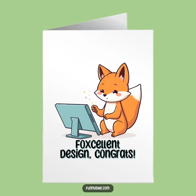Free Printable Congrats Card: Fox Designer's Success, Your Funny Downloadable Gift!