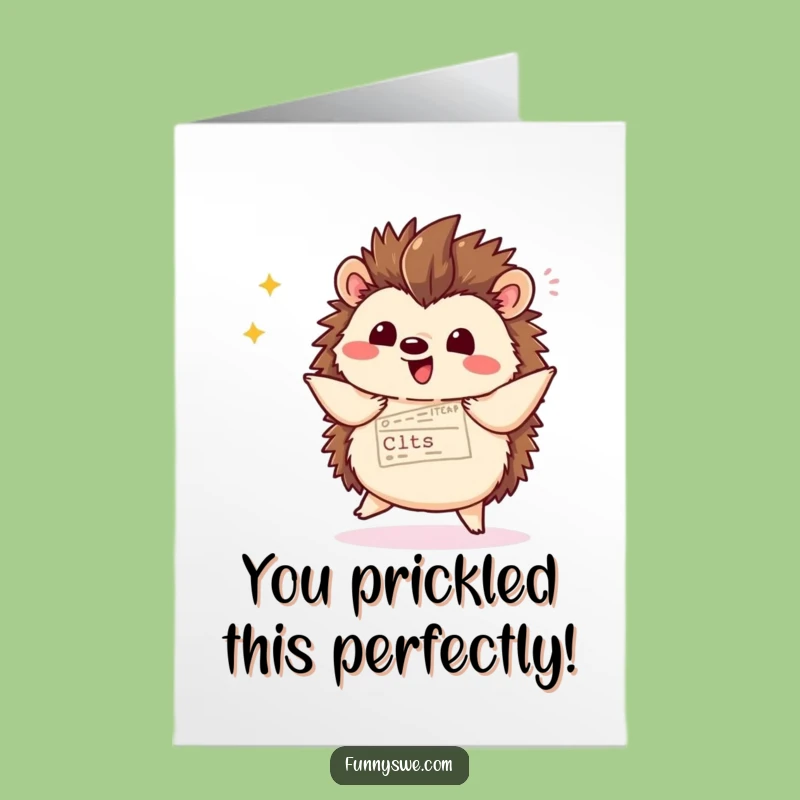 Free Printable Congrats Card Kawaii Hedgehog Coder Happy Dance Downloadable