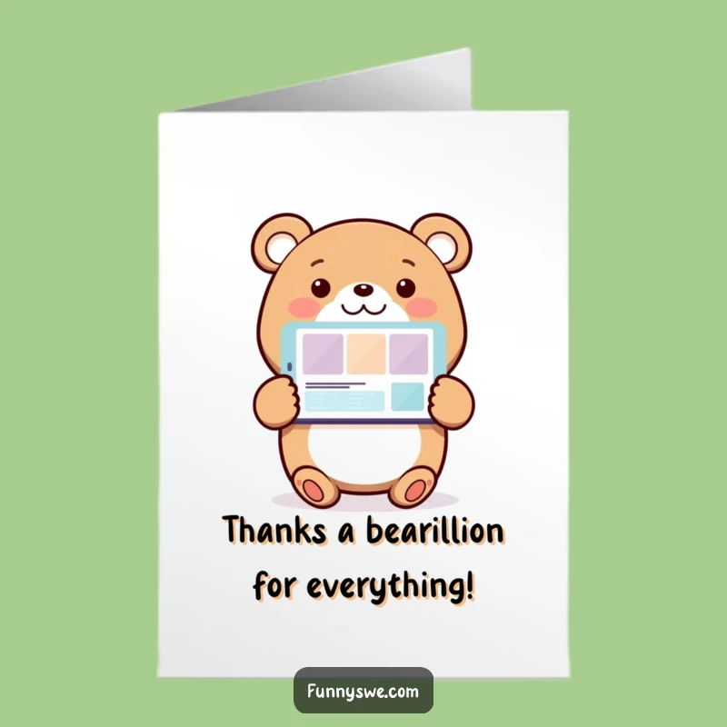 Free Printable Bear Thank You Card Funny Downloadable Gift DIY