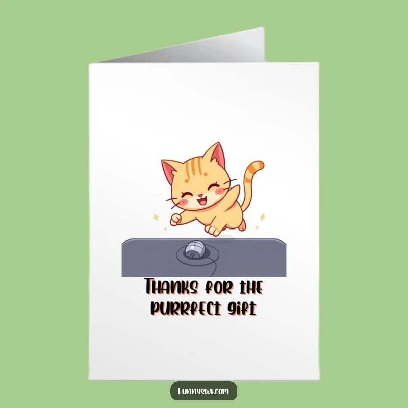 Free Printable Funny Cat Thank You Card: Cursor Chase Downloadable Greeting