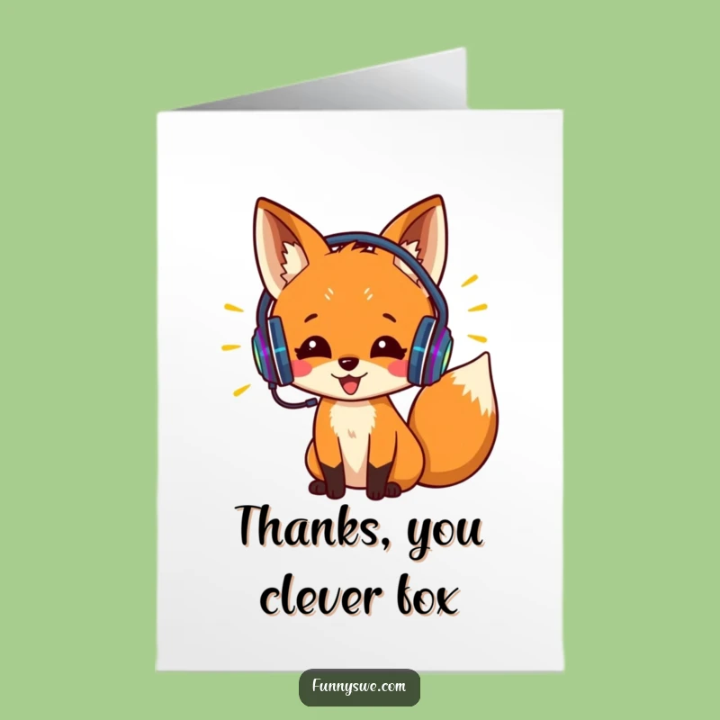Free Printable Funny Thank You Card: Fox's Tech Thanks Downloadable Gift