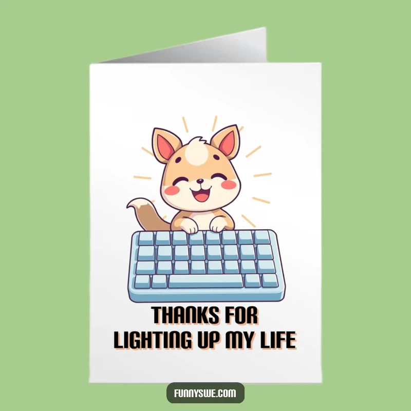 Free Printable Thank You Card: Bright Typing Animal, Print at Home