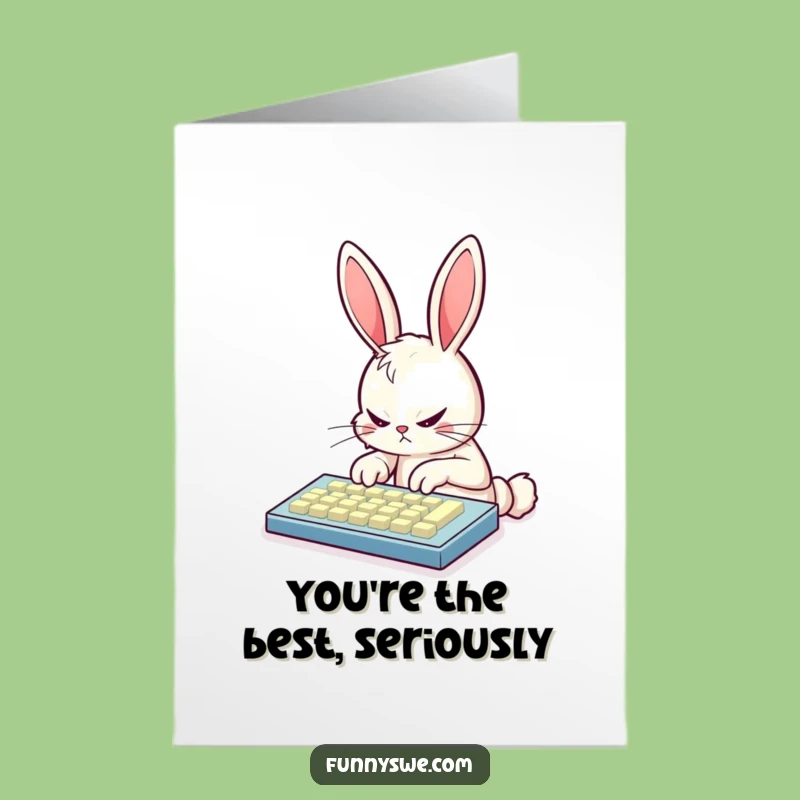 Free Printable Thank You Card: Bunny Coder Expresses Gratitude, Funny Digital Gift