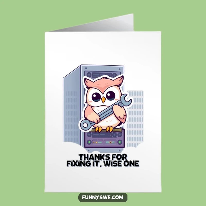 Free Printable Funny Owl Thank You Card: Tech Support Hoot Downloadable Greeting