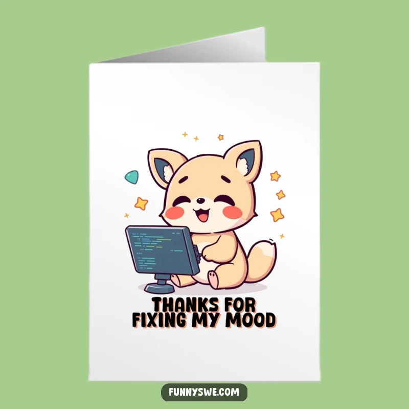 Free Printable Thank You Card: Coding Thanks Animal, Downloadable Gift