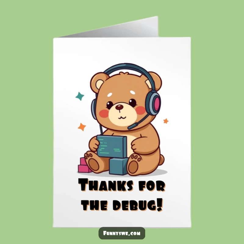 Free Printable Kawaii Bear Coder Thank You Card - Sweet Downloadable for Helpers!