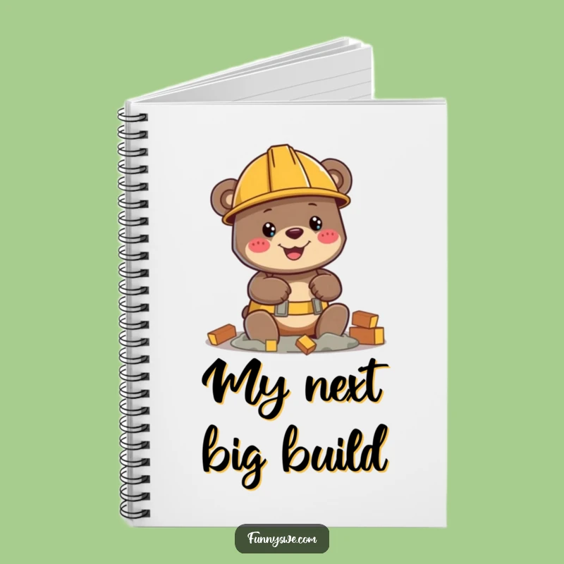 Funny Bear Builder Notebook: Hard Hat Character Journal Gift