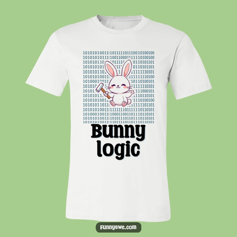 Funny Bunny Binary Code T-Shirt - Cute Tech Apparel Gift
