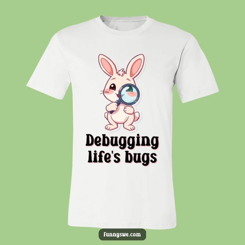 Funny Bunny Debugger T-Shirt: Wear Your Bug-Hunting Skills with Playful Style!