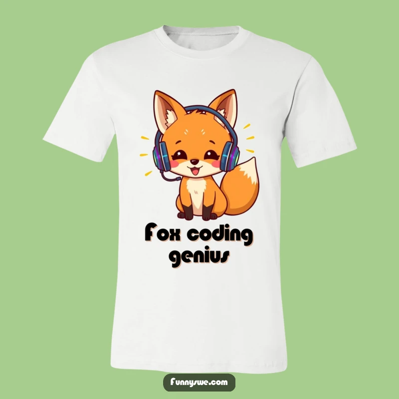 Funny Fox Coder T-Shirt: Headphones & Code Flow - Hilarious Tech Gift!
