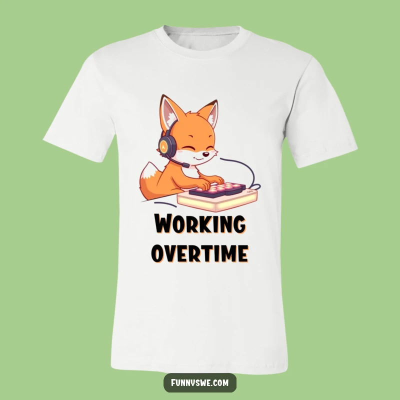 Funny Fox Gamer T-Shirt: Cute Fox Typing on Keyboard Apparel