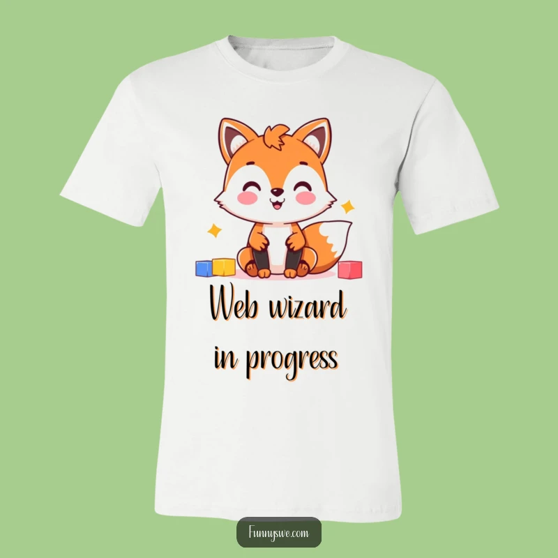 Funny Fox Web Dev T-Shirt: Cheerful Fox Builds Websites, Ideal Gift