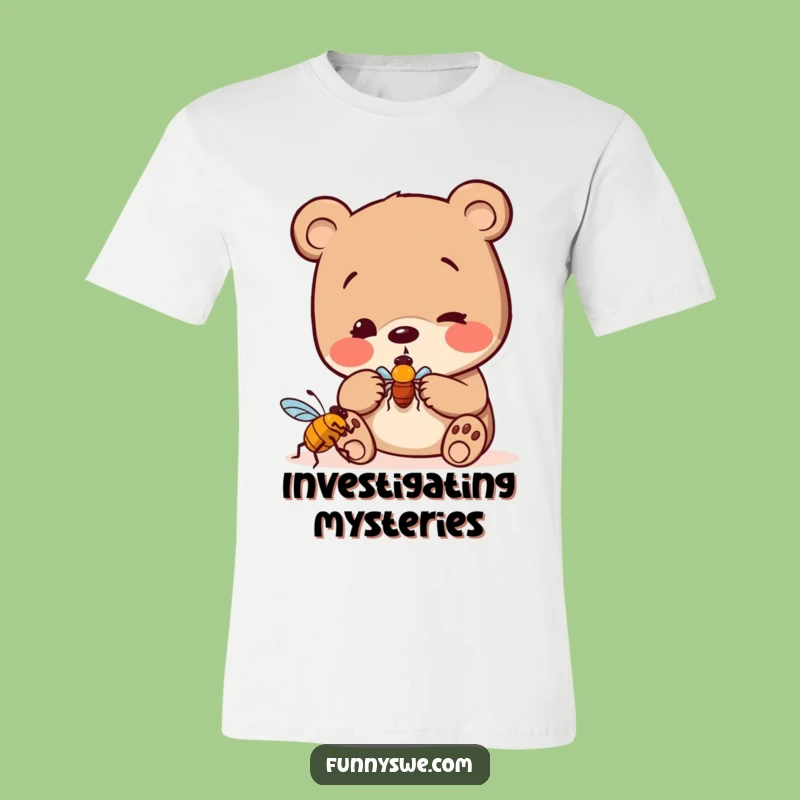Funny Bear Bug Hunter T-Shirt: Curious Tech Exploration, Playful Design, Gift