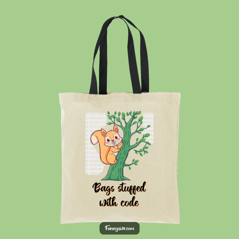 Funny Squirrel Binary Tote Bag: Carry Your Code with Zest