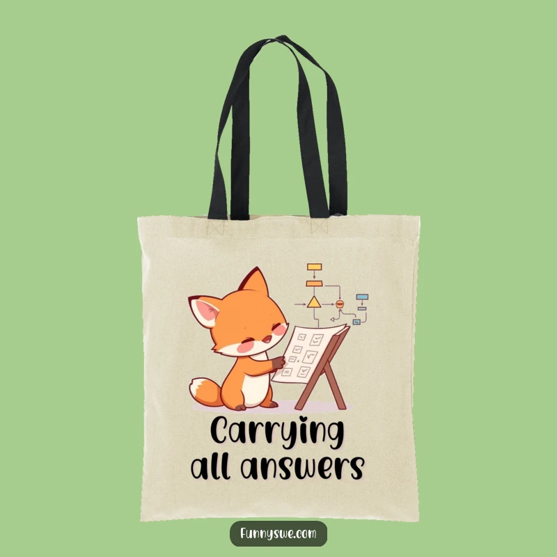 Funny Fox Flowchart Tote Bag: Hilarious Carry-All for Planners