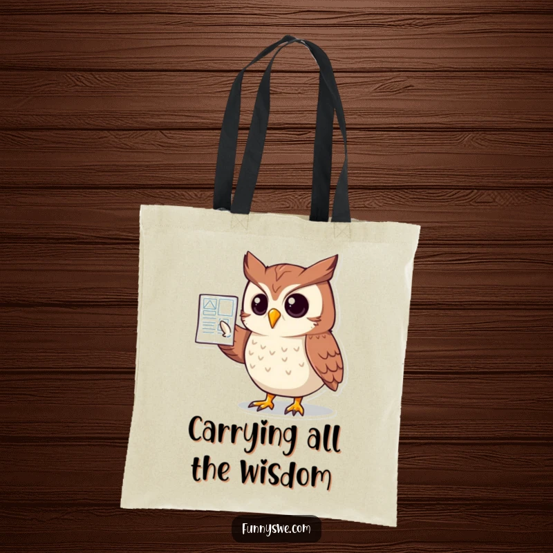 Funny Owl Website Blueprint Tote Bag: A clever owl points to a website schematic, making this bag a humorous and functional design accessory.