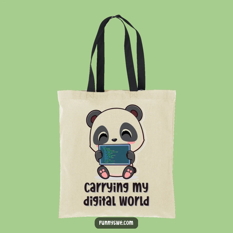 Funny Panda Coding Tote Bag: Carry Your Code and Snacks