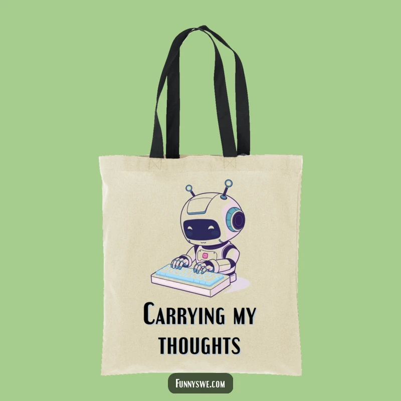 Funny Kawaii Robot Typing Tote Bag - Your New Favorite Funny Gift!