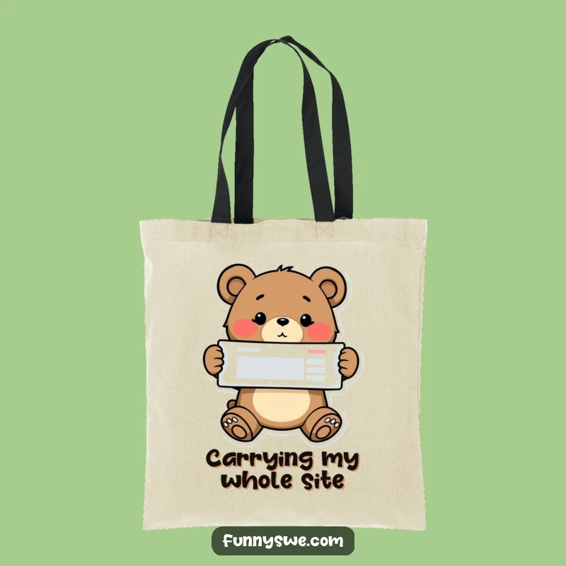 Funny Bear Coder Tote Bag - Proud Website Designer Accessory