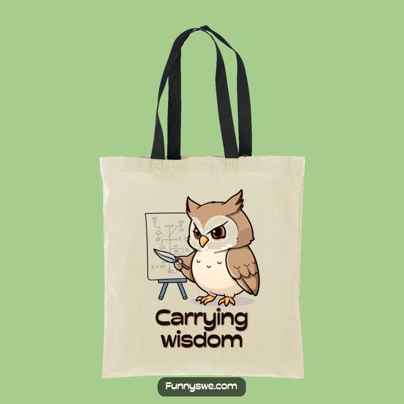 Funny Determined Owl Flowchart Tote Bag: Smart Planner Carry-All