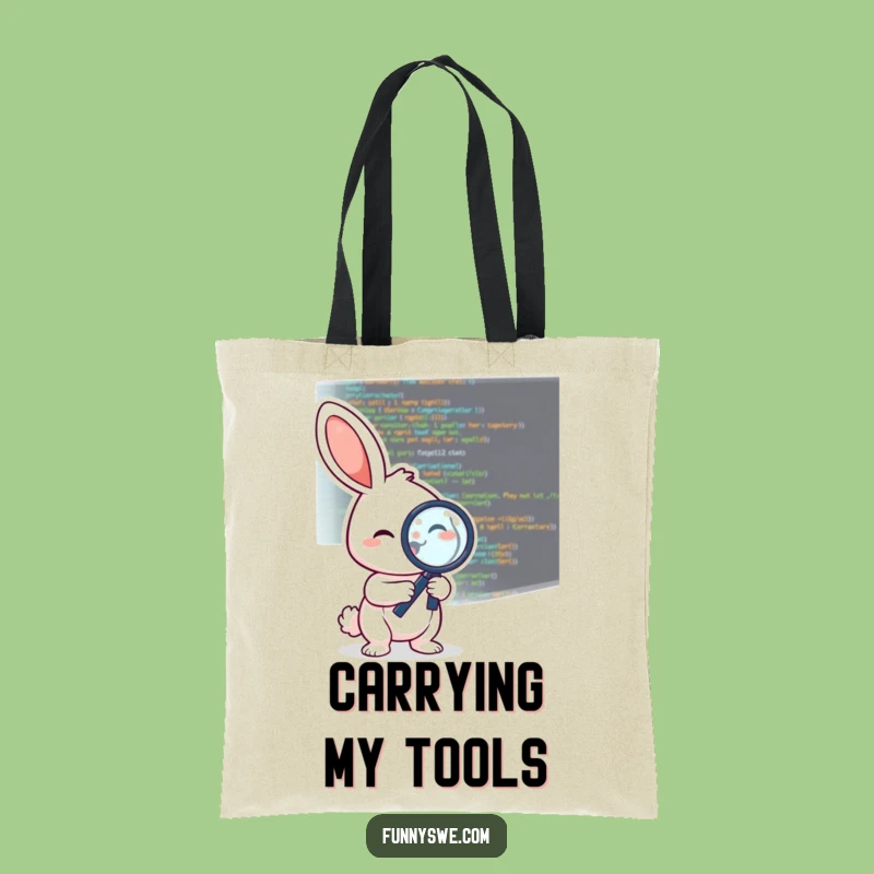 Funny Debugging Rabbit Tote Bag: Cheerful Coder Carry-All